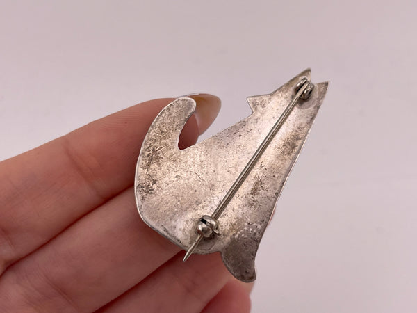 sterling silver howling coyote wolf brooch pin