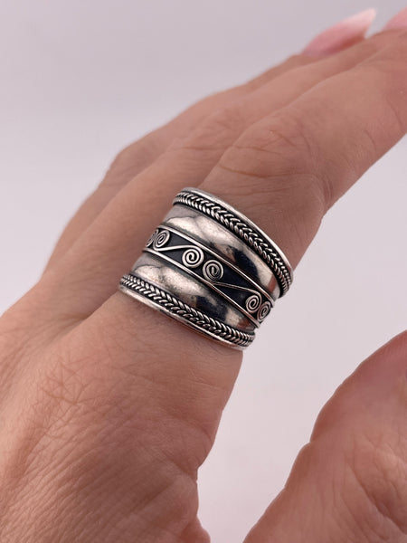 size 9 sterling silver wide band ring