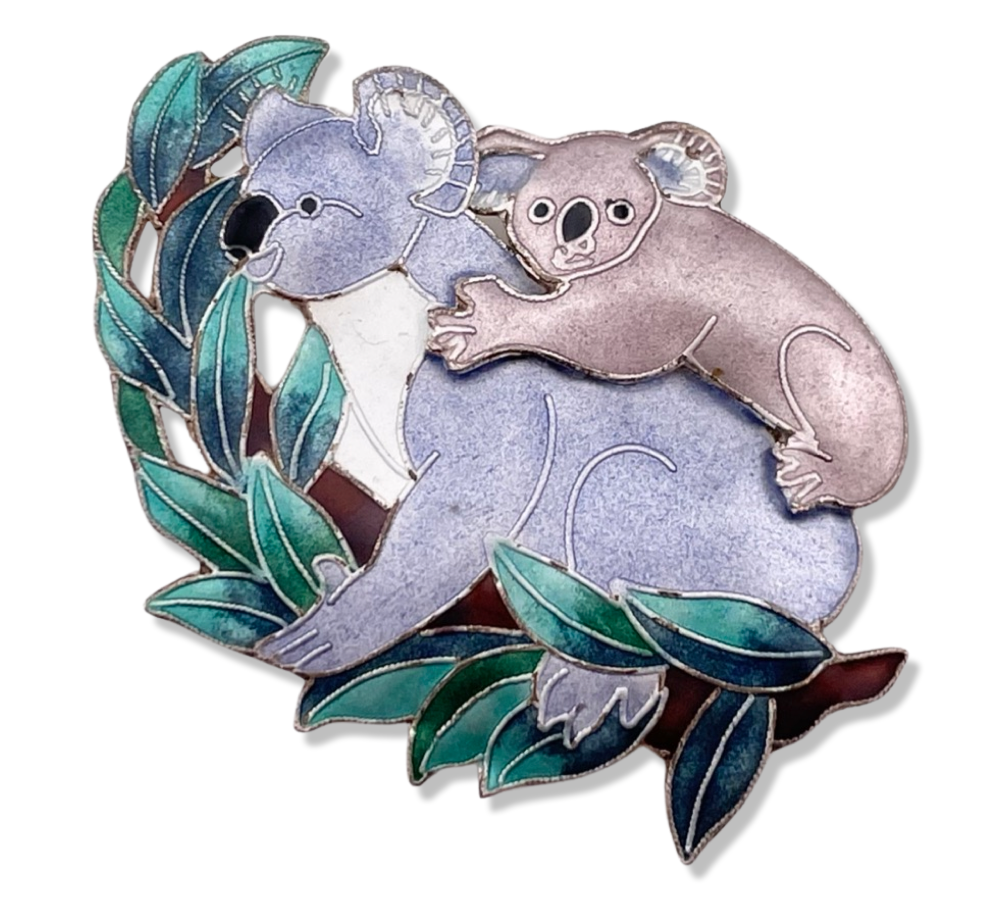 sterling silver enamel Zarah koala bear vintage pin brooch