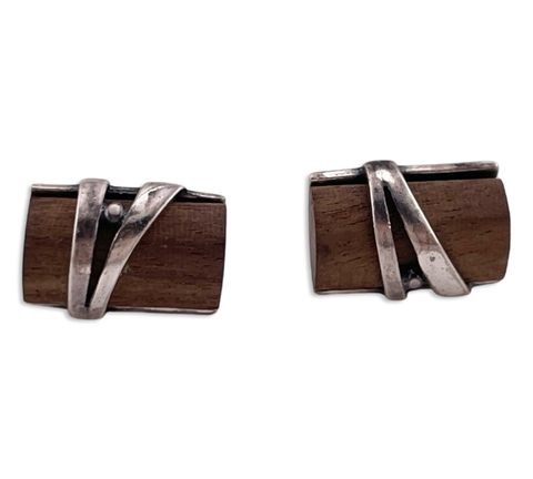 sterling silver wood post earrings