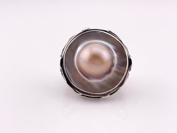 size 8.75 sterling silver blister pearl ring