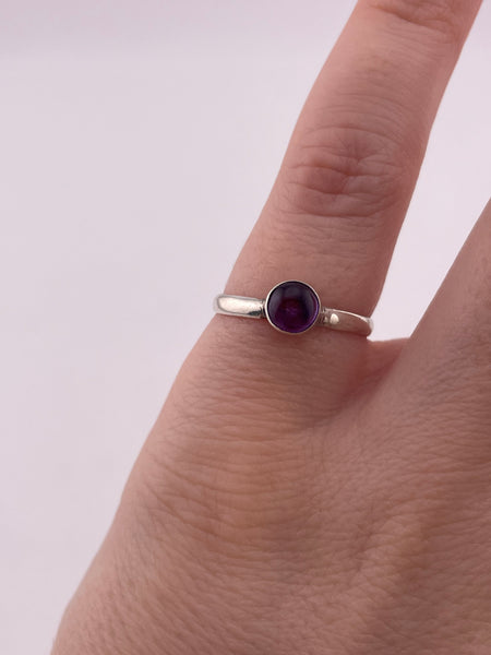 size 6.25 sterling silver round amethyst ring