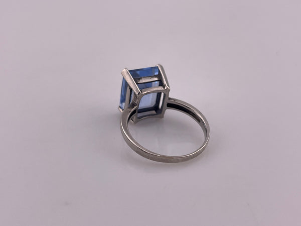 size 7.25 sterling silver faceted blue gemstone ring