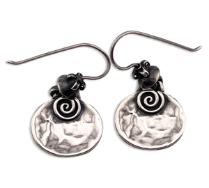 sterling silver Silpada hammered swirl hook dangle earrings