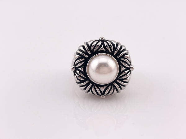 size 7 sterling silver faux pearl ring