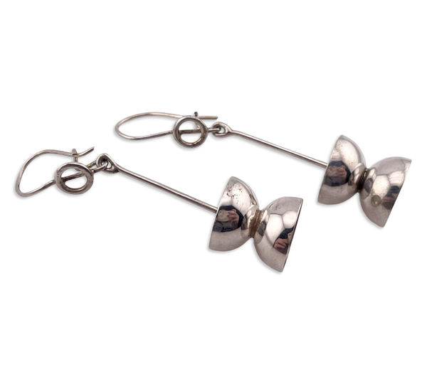 sterling silver Mexican modern stoneless abstract dangle earrings