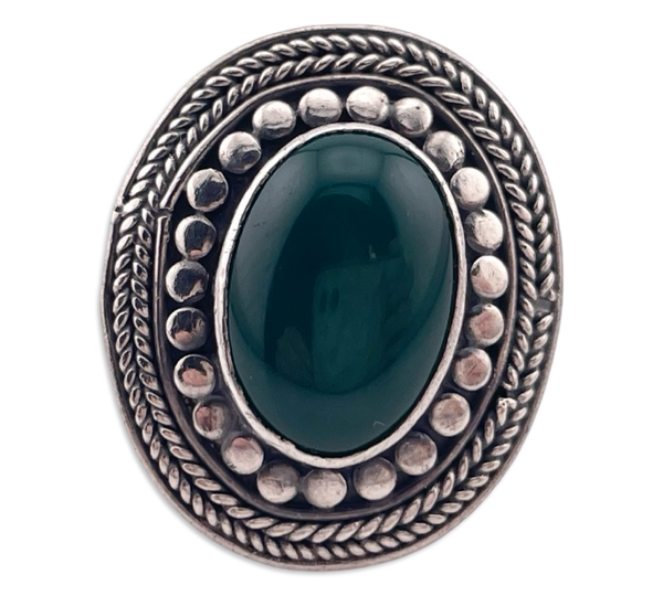 size 6.5 sterling silver green onyx ring