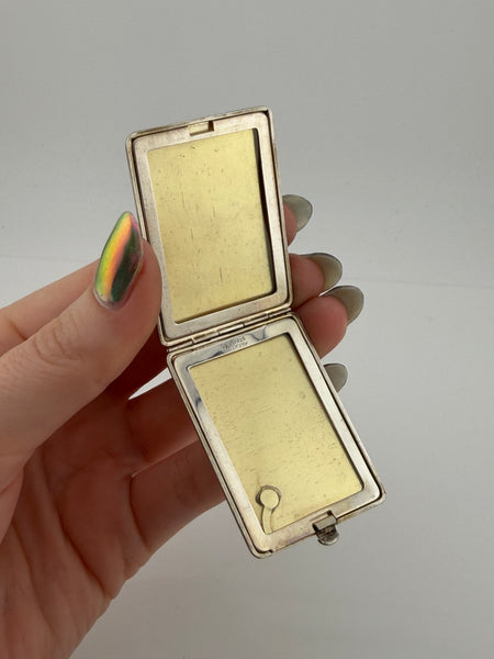 sterling silver etched rectangle locket pendant