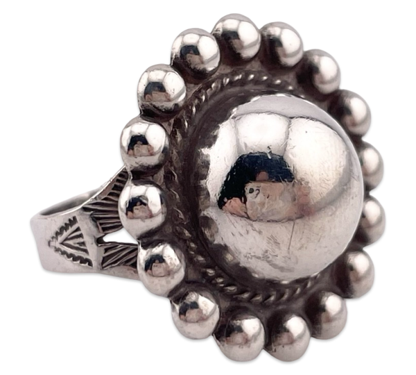 size 7.25 sterling silver dome stamped band ring