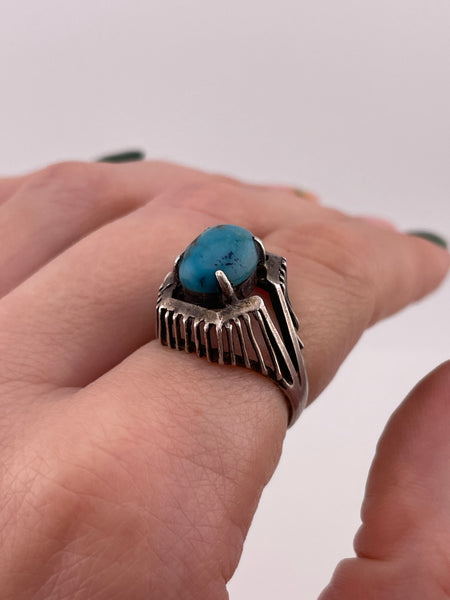 size 6.75 sterling silver turquoise prong ring