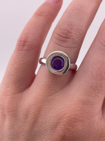 size 8 sterling silver faceted amethyst ring