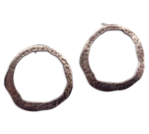 sterling silver Silpada organic hammered circle post earrings