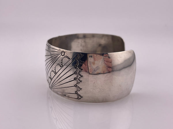 sterling silver 7" HL signed stamped cuff bracelet
