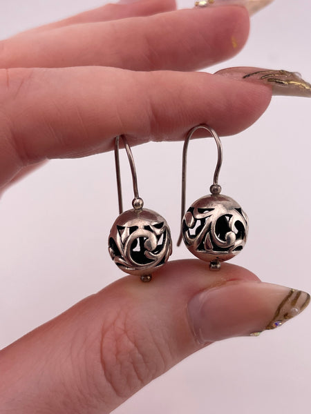 sterling silver Silpada cut-out design orb hook earrings