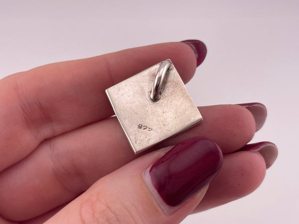 sterling silver stoneless diamond brushed finish pendant