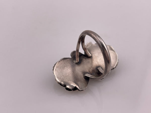 size 5.25 sterling silver mother of pearl malachite ring