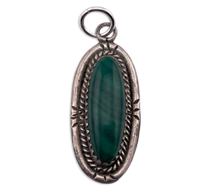 sterling silver oval malachite pendant
