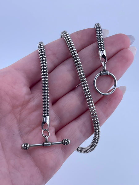 sterling silver 18 3/4" ball tube chain toggle clasp necklace