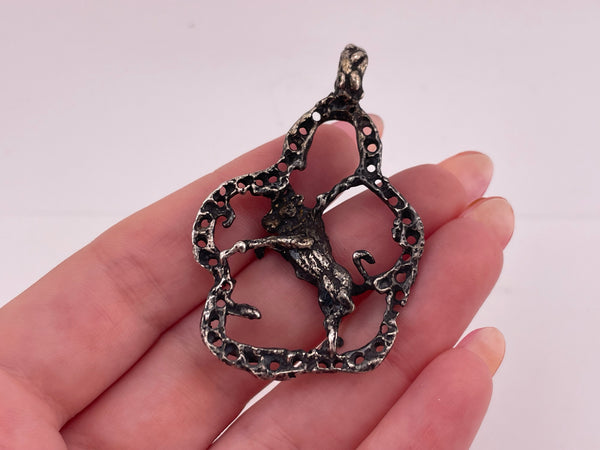 sterling silver large brutalist Taurus zodiac sign pendant