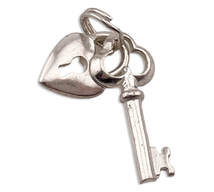 sterling silver heart padlock key pendant