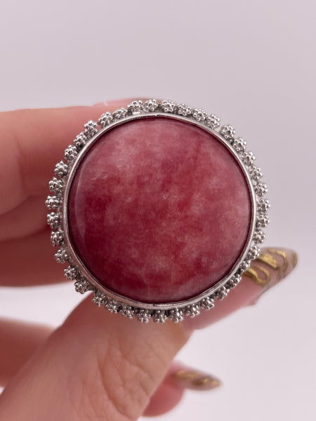size 6.5 sterling silver chunky rhodochrosite ring