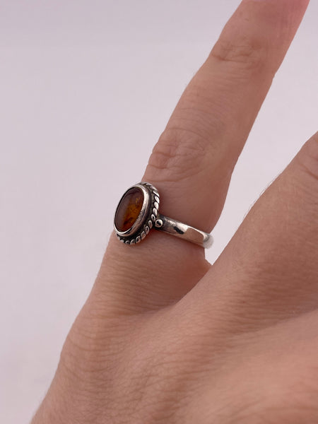 size 3.5 sterling silver synthetic amber ring
