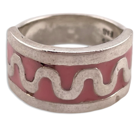 size 6.75 sterling silver pink coloring squiggle ring