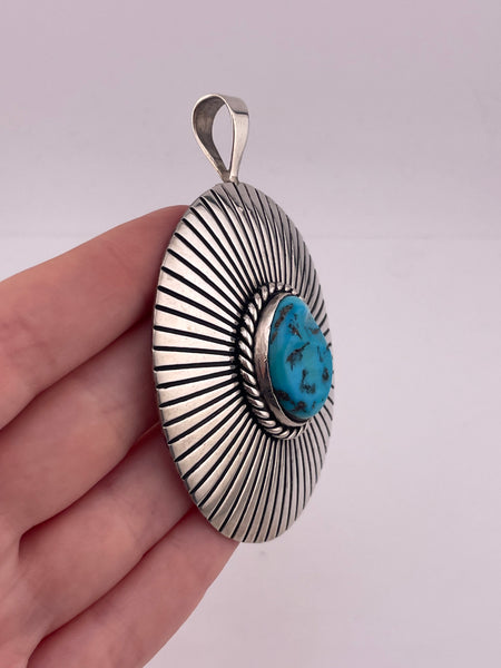 sterling silver Tommy Singer 3-1/4" turquoise pendant