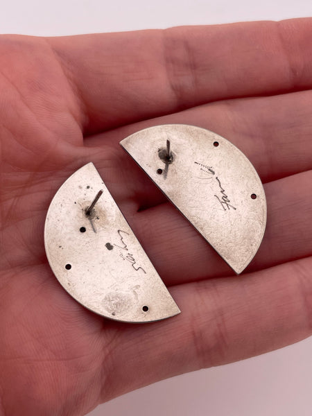 sterling silver pig star etched matte finish earrings