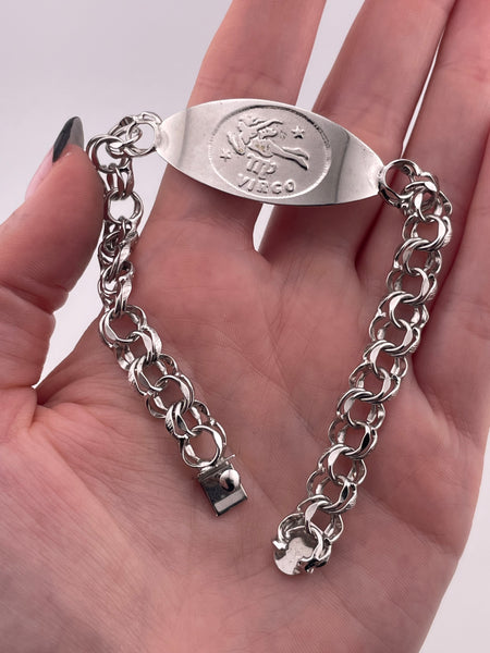 sterling silver rhodium plated Virgo chain link bracelet