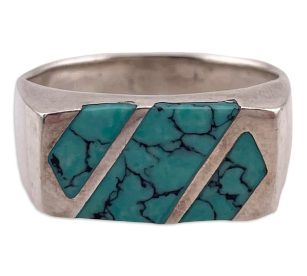size 8 sterling silver stabilized turquoise ring