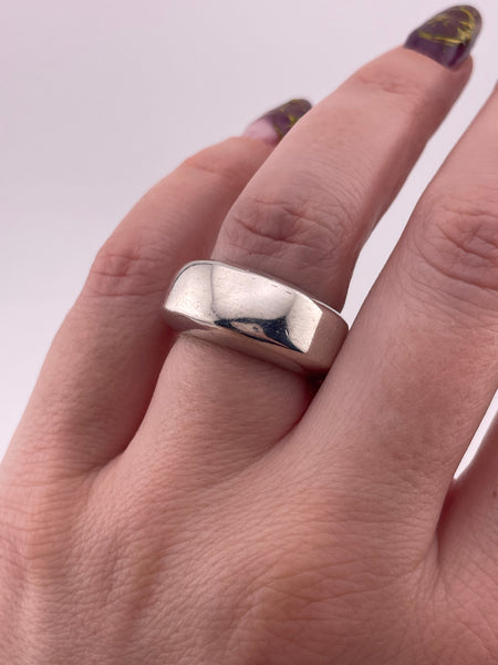 size 6.75 sterling silver chunky heavy stoneless ring