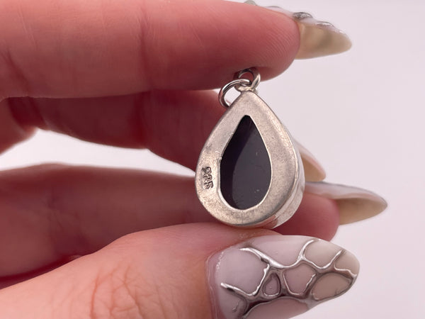 sterling silver pear shaped blue druzy pendant