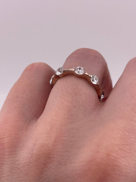 size 6.5 sterling silver gold wash rhinestone ring