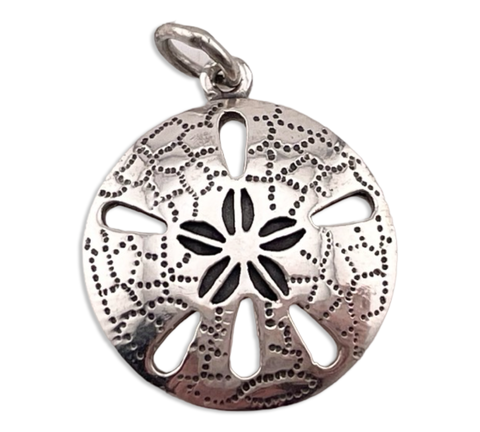 sterling silver textured sand dollar pendant