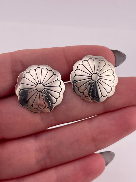 sterling silver concho post earrings