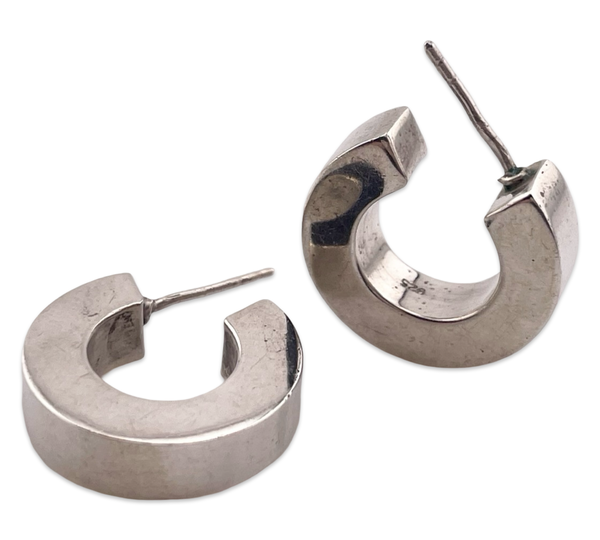 sterling silver chunky 3/4" post hoop earrings