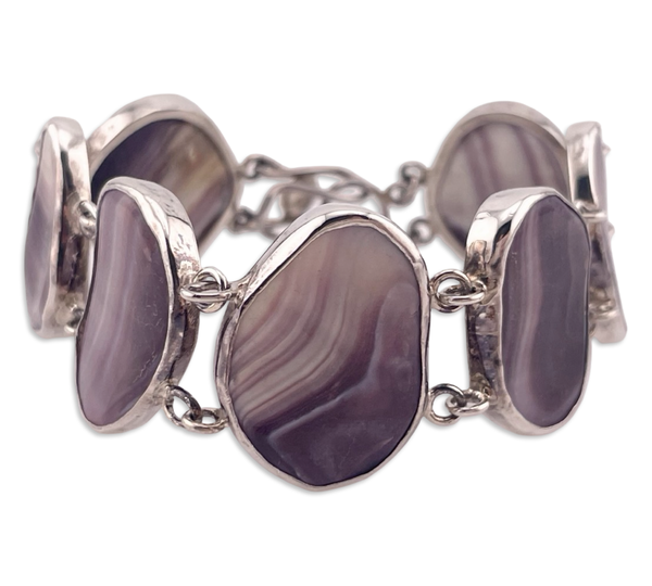 sterling silver 7-1/2" wampum shell bracelet