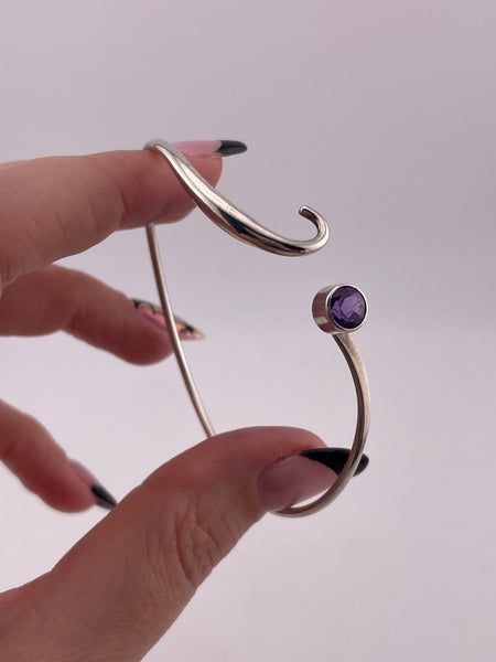 sterling silver Ed Levin faceted amethyst bangle bracelet