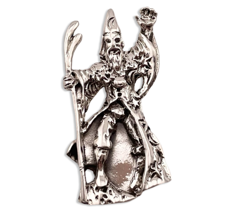 sterling silver wizard with staff pendant