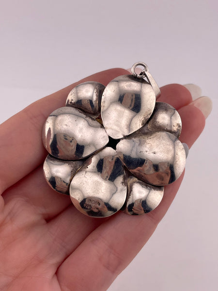 sterling silver large labradorite flower pendant