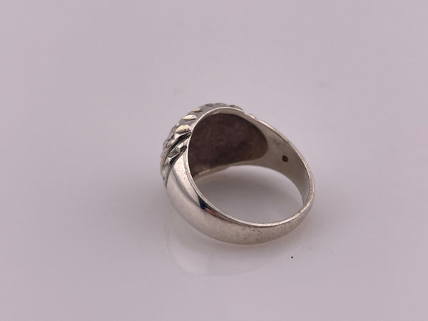 size 7.25 sterling silver stoneless textured diamond cut design ring