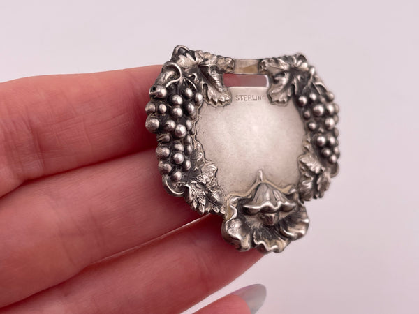 sterling silver luggage suitcase tag grapes flowers pendant