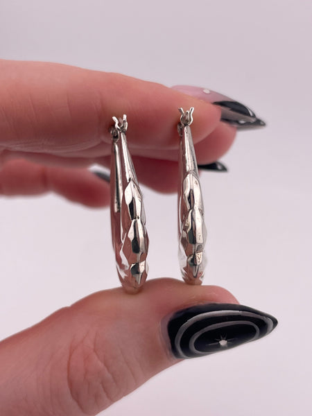 sterling silver textured hoop earrings