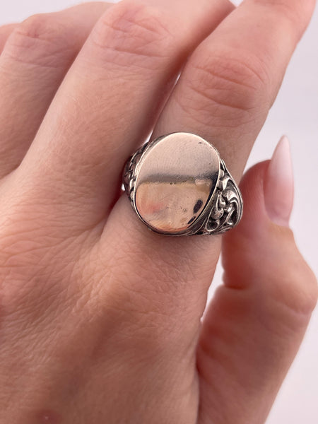 size 9.5 sterling silver gold wash scroll signet ring
