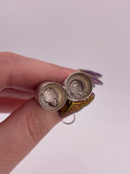 sterling silver Mexican modern stoneless abstract dangle earrings