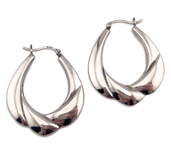 sterling silver puffy shaped hoop earrings