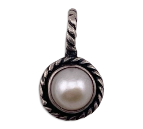 sterling silver small pearl rope twisted design bale pendant