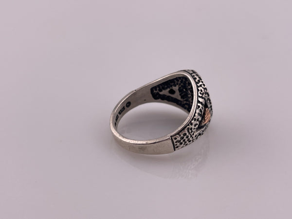 size 8.75 sterling silver 12k gold leaf accent ring