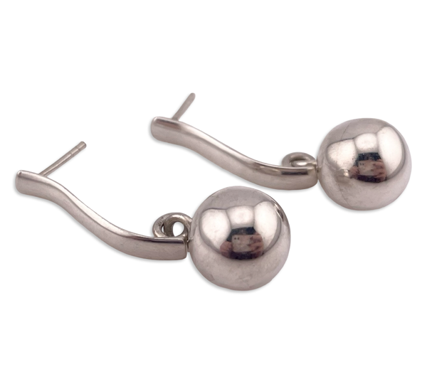 sterling silver Silpada stoneless bar ball post dangle earrings